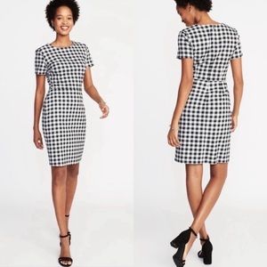 Old Navy Black and White Gingham Short Sleeve Casual Sheath Dress XS NWT